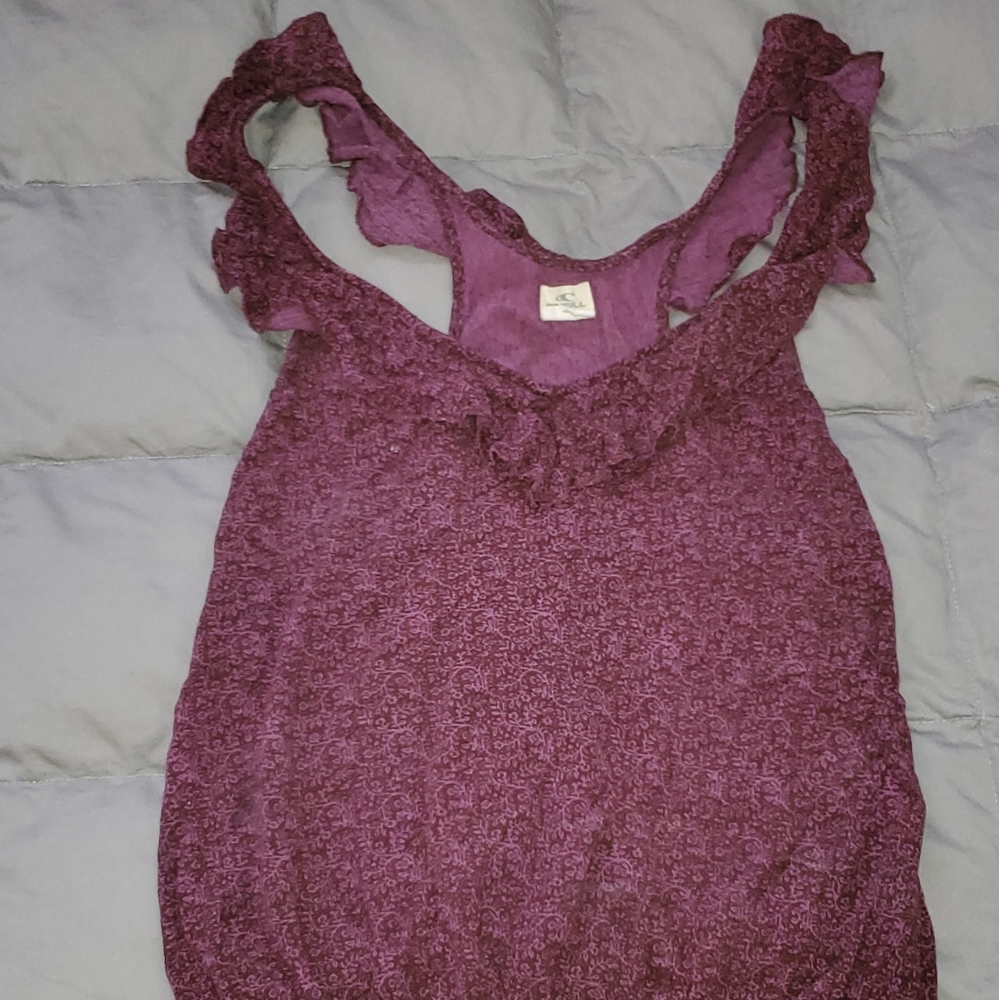 Dark purple tank with ruffles